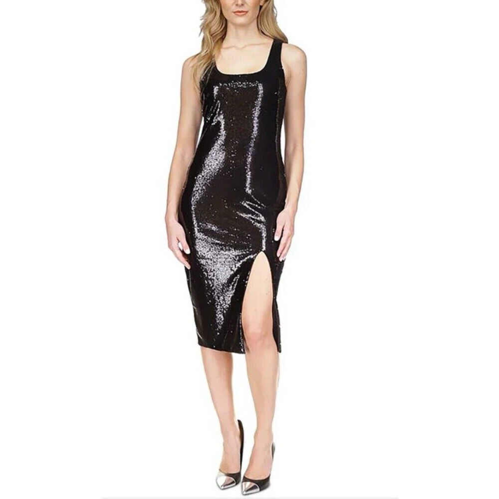 MICHAEL Michael Kors Womens Sequined Sleeveless Midi Dress NY party  sparkle PS